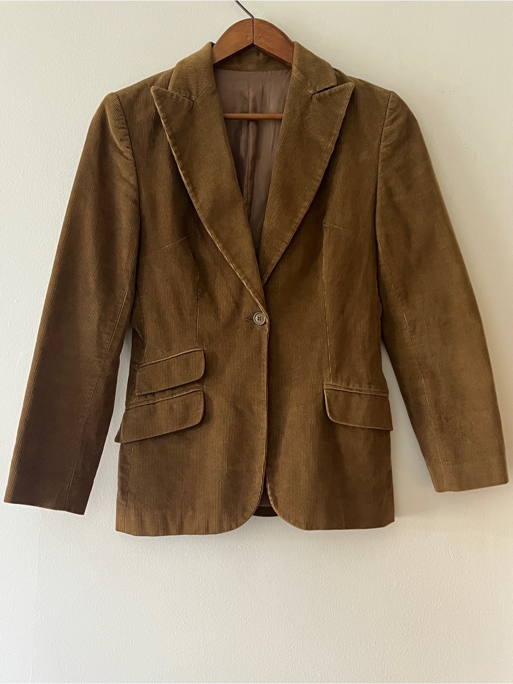 Corduroy Tailored Women's Blazer in Tan